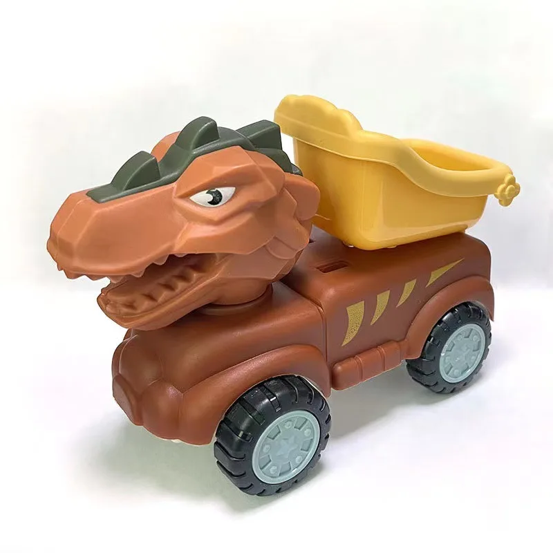 1/6 Hot Selling Market Display Pull Back Dinosaur Toy Friction Truck Car Kid Toy Cars Vehicles Toys with Bidirectional inertia