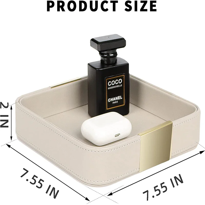 Custom Leather Desktop Storage Tray Luxury Leather Tray Multifunctional Jewelry Tray For Key Phone Wallet Coin Change Stationery