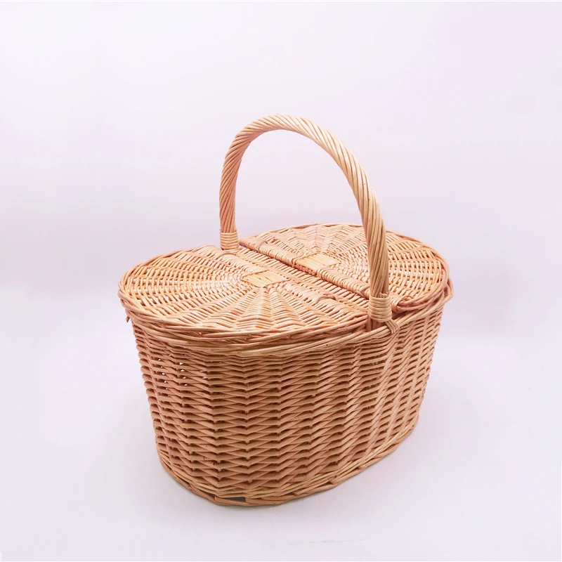 Good Quality Handmade Eco Friendly Holiday Custom Made Wicker PP Rattan Picnic Fruit Storage Basket New Design