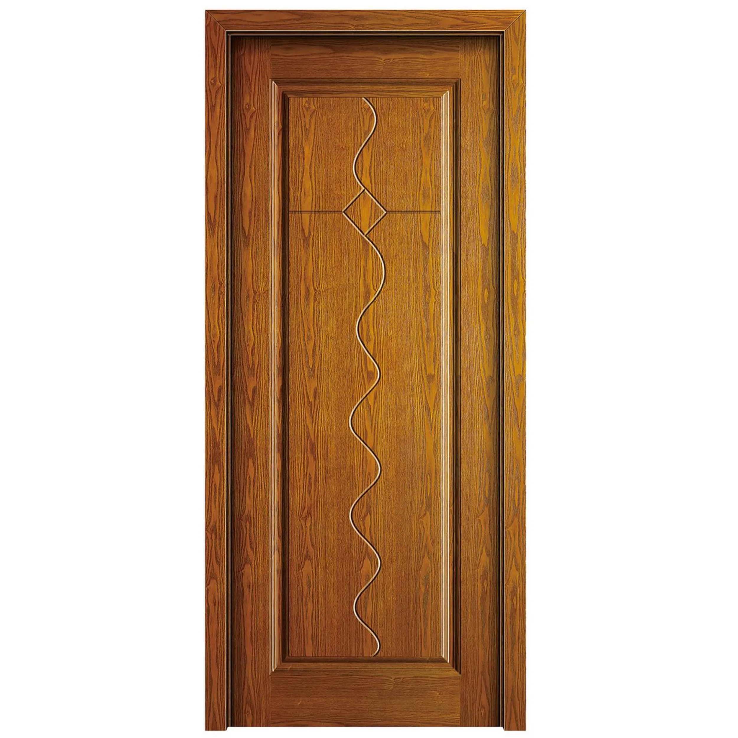 Modern White Solid Wood Grain Moulded Door Finished Hollow Core MDF for Bedroom Interiors-for Hotel Villa or Apartment