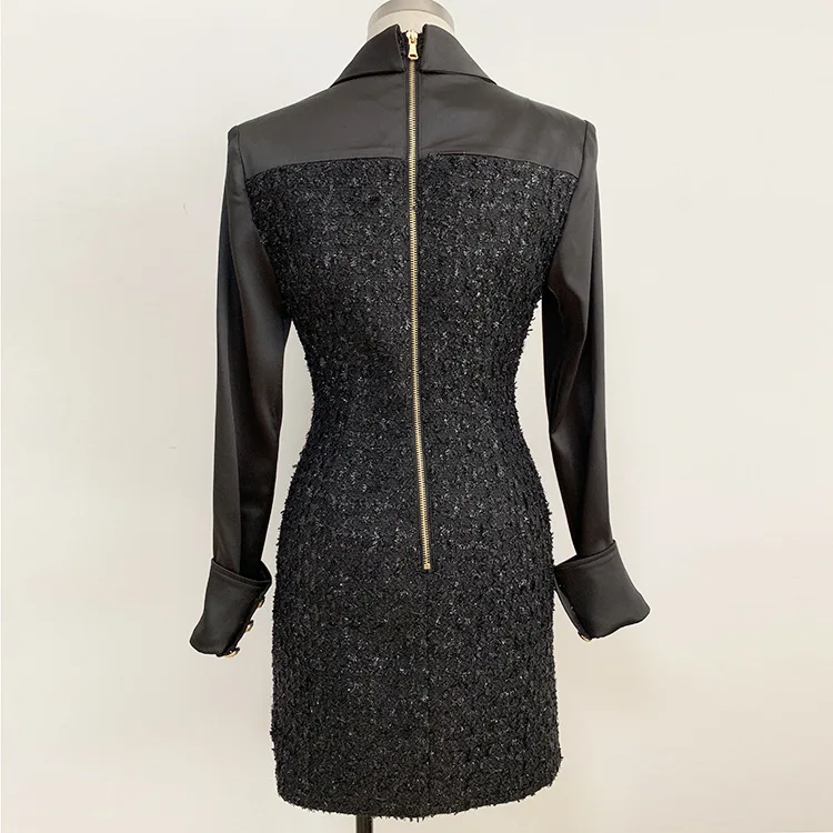 2021 fashion women clothes luxury elegant wool satin blazer dress women office dress lady career dresses