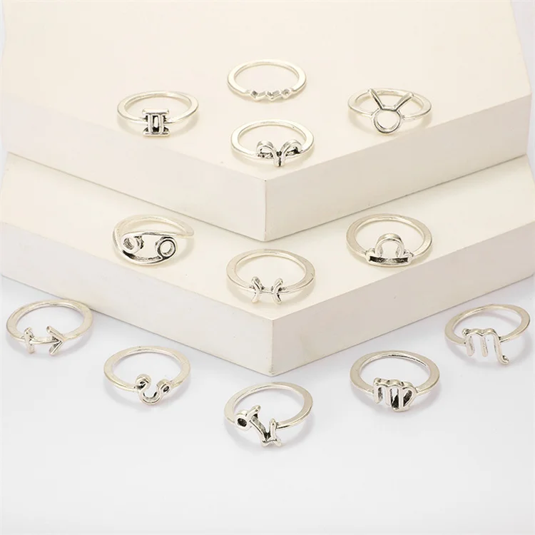 12 piece set star ring set couple ring birthday gift finger ring set for girls