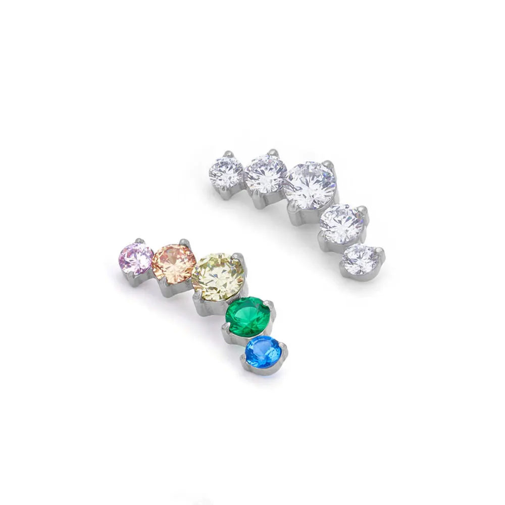 Wholesale G23/ASTM F136 titanium 5 CZ Ear Piercing Lip Labret Lip Rings Earring Studs Piercing Jewelry
