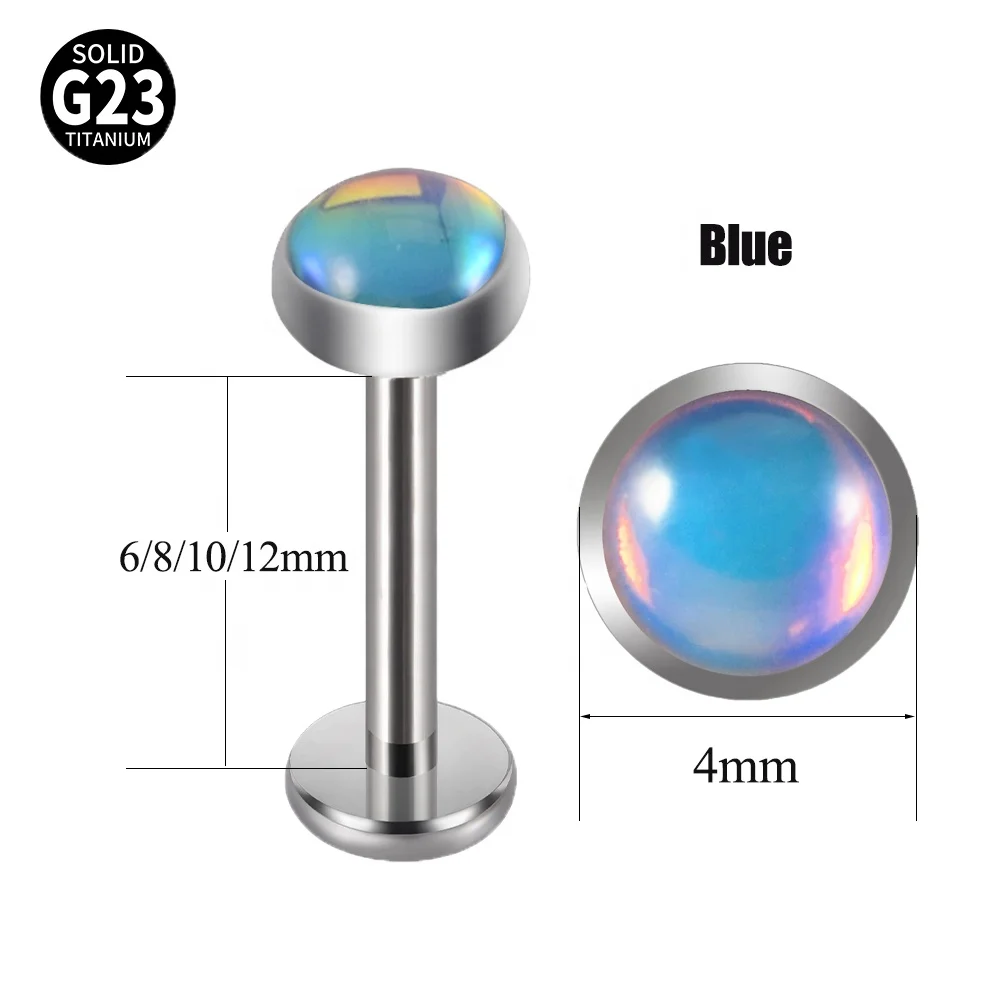 G23 Titanium Internal Thread Labret Flash Film Epoxy Water Drop Earring Glitter Bling Lobe Helix Tragus Piercing Jewelry
