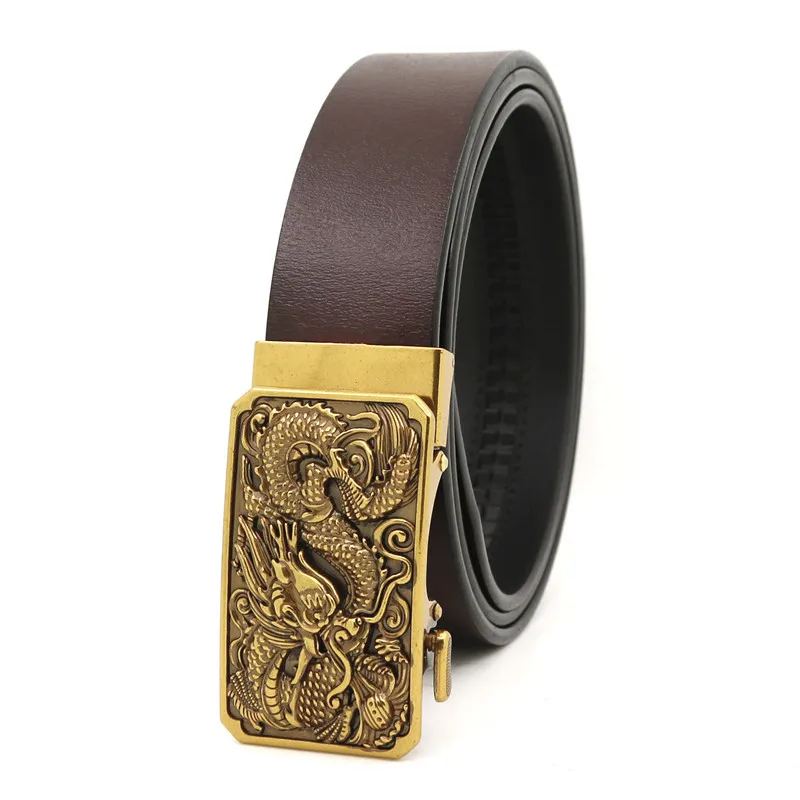 Factory Customized Zinc Alloy Second Class Pu Leather Crocodile Dragon Head Automatic Belt