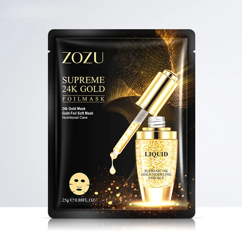 Оптовая продажа OEM ODM ZOZU антивозрастной листы для лица 24k Золотая коллагеновая Органическая листовая маска