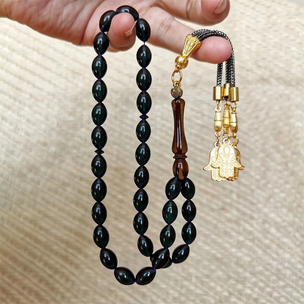 Tasbih зеленый каучук 7*11 мм 33 молитвенные бусины мусульманский арабский Подарок исламские ювелирные изделия Турецкая Мода misbaha сибха розарий