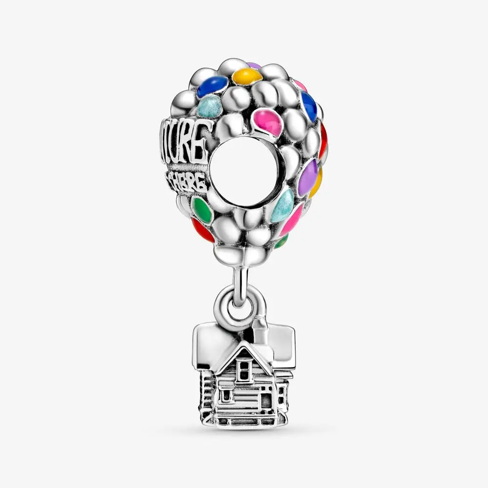 
925 Sterling Silver Up House Balloons Charm Colors Hot Air Balloon Adventure Pendant Beads Fit Pandora Bracelet making for women 