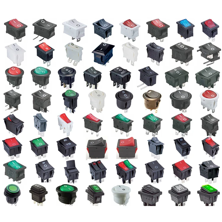 Wholesale 16A 12V LED 20mm Round Rocker ON/OFF SPST Switch 3 Pins Red Yellow Green Blue