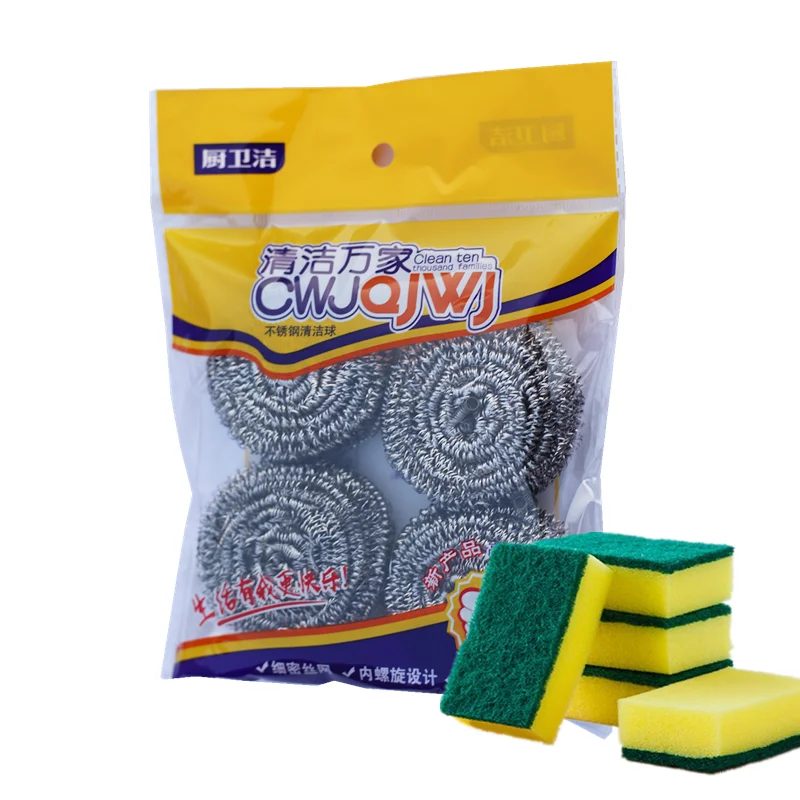 China Factory Direct Sale Stainless Steel Wire Mesh Pot Scrubber For Dishes Heavy Duty Kitchen Cleaning Metal Scourer