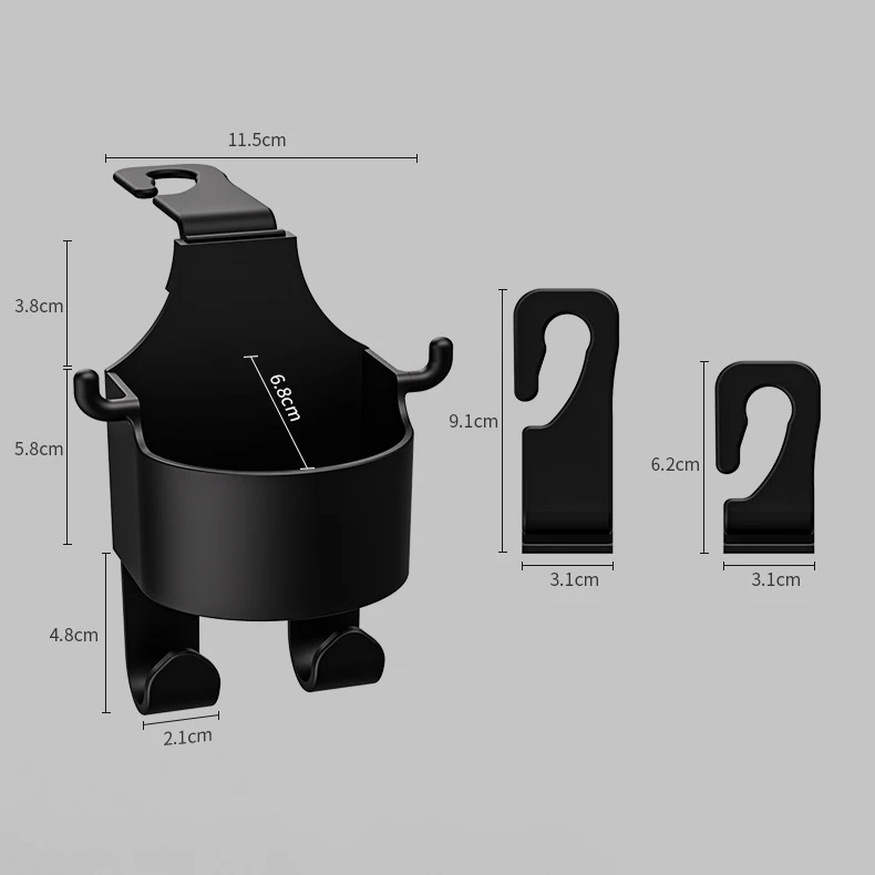 3 in 1 Universal Auto Strong Hanger Car Vehicle Back Seat Headrest Hook with Mobile Phone Holder and cup holder