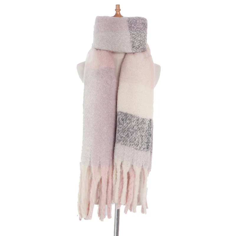 2023 New Designer Warm Soft Pashmina Neck scarves & shawls Blanket Ladies Plaid Tassel Cashmere Winter Scarf for Women
