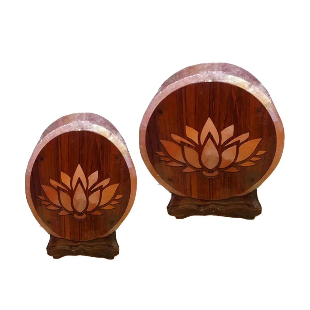 Here-Sian Enterprises Horse Shape Wood Design Salt Sun Lamp with Carved Feng Shui Style Print