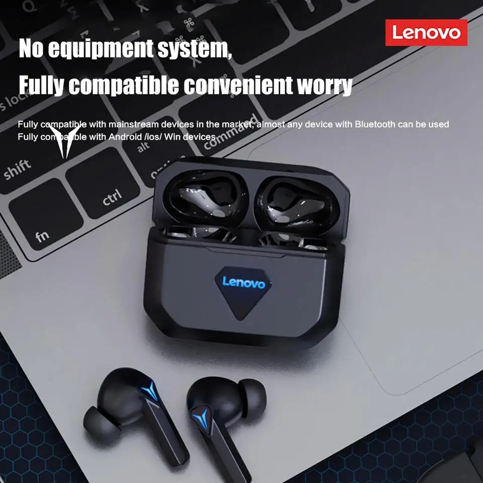 Lenovo LivePods GM6 BT 5.0 Wireless Earphones with Charging Box Low Latency Noise Cancelling Stereo Waterproof Earbuds with Mic