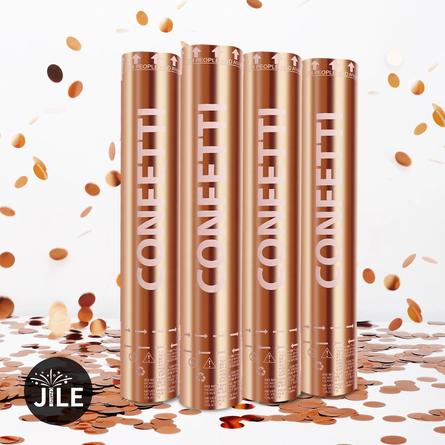 Custom Graduation Birthday Party Wedding New Years Eve Rose Gold Round Confetti Poppers Cannon 30cm