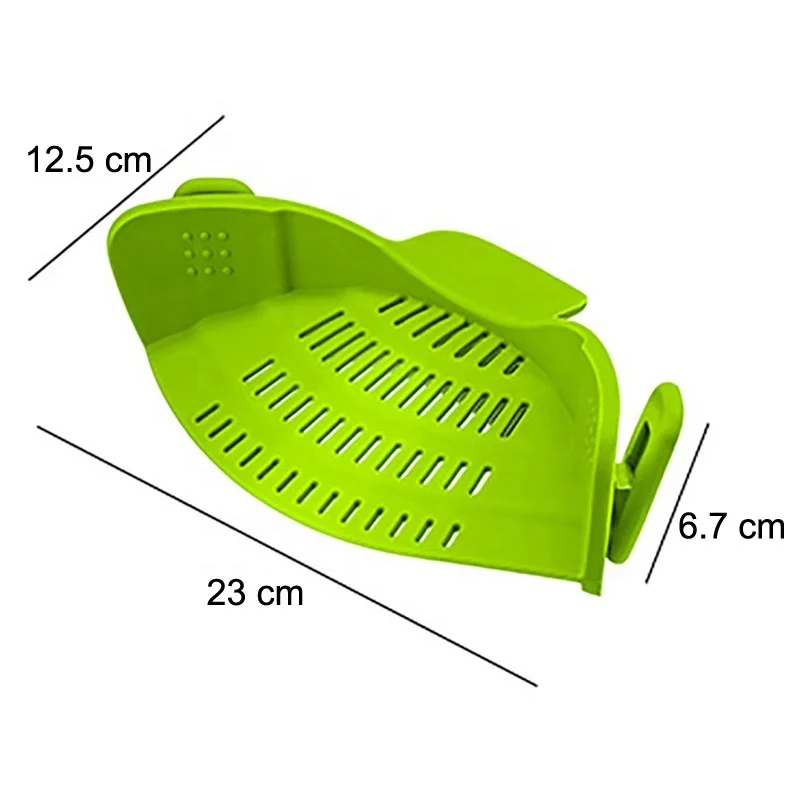 Rice Fruits Spaghetti Pasta Noodle Vegetable Pot Sink Silicone Colander and Snap Clip on Drain Strainer Basket Kitchen Utensils