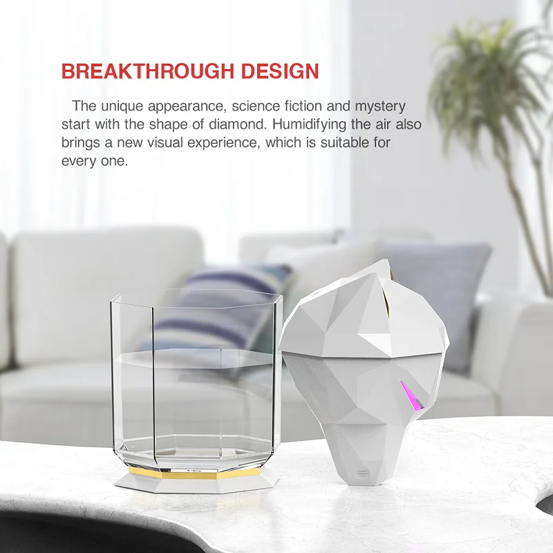 New Design Household War Wolf Air Humidifier Transparent Water Tank Ultrasonic Cool Mist Desktop Diffuser for Office