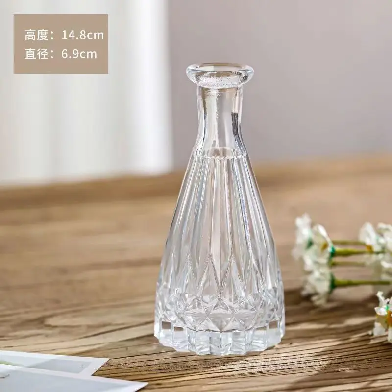 Creative glass cheap clear bud vase for Flower Arranger