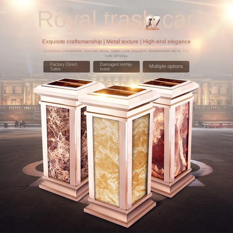 Hotel trash can lobby Vertical hotel corridor Commercial office building elevator entrance large with soot