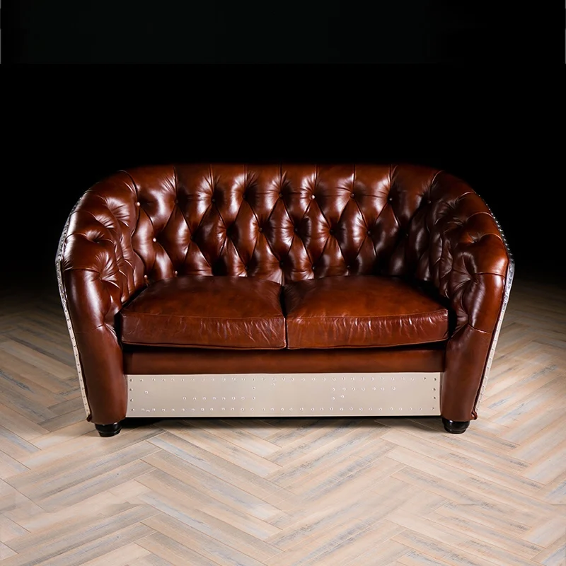 aluminum furniture aviator tufted chesterfield loveseat sofa