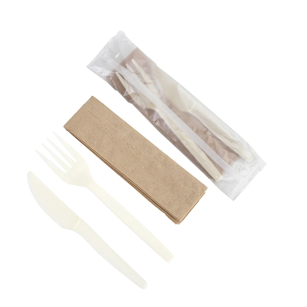 Custom Logo Disposable For Home Biodegradable Forks Spoons And Knives PSM Cutlery Flatware Sets Biodegradable Silverware