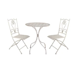 Factory Hot Selling Cheap Scrolled Wrought Iron Home Garden Patio Furniture Leisure Bistro Sets 1 Table 2 Chairs