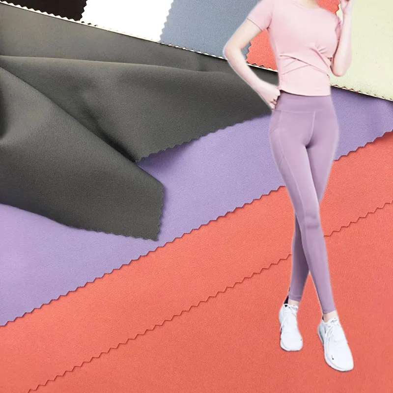 Breathable 76 nylon 24 elastane naked feel wicking yoga spandex fabric for gym wear fitness