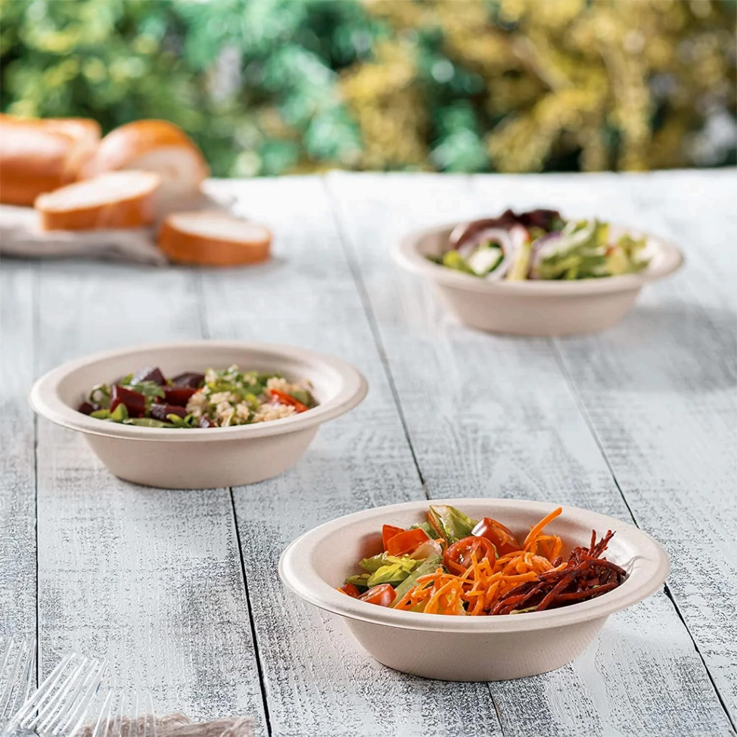 ZX 26oz Oval White Round Bagasse Paper Plates Compostable Biodegradable Disposable Heavy Duty Dinner Party Bagasse Paper Plates