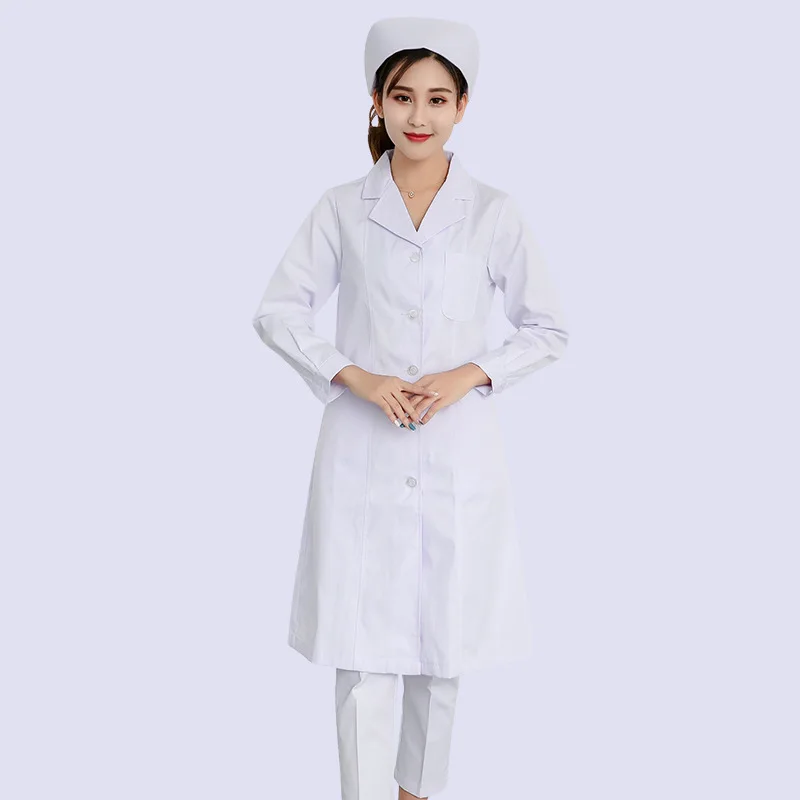 Factory Supplier Doctor nurse Lab Coat Uniform Long Sleeve Lab Coat White Doctor Hospital Uniform