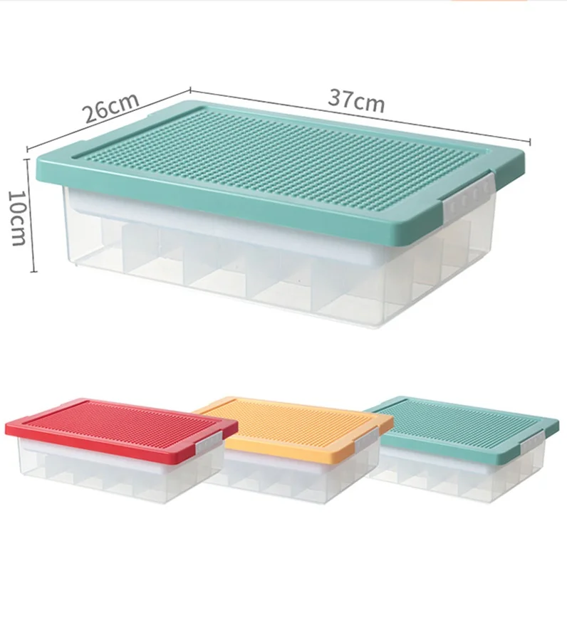 Multi-functional Plastic transparent double layer LEGO Storage Boxes storage organizer with Lid