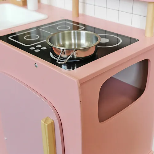 New Customized Pretend Play Big Cooking Toy Wooden Kitchen Toy Set for Kids