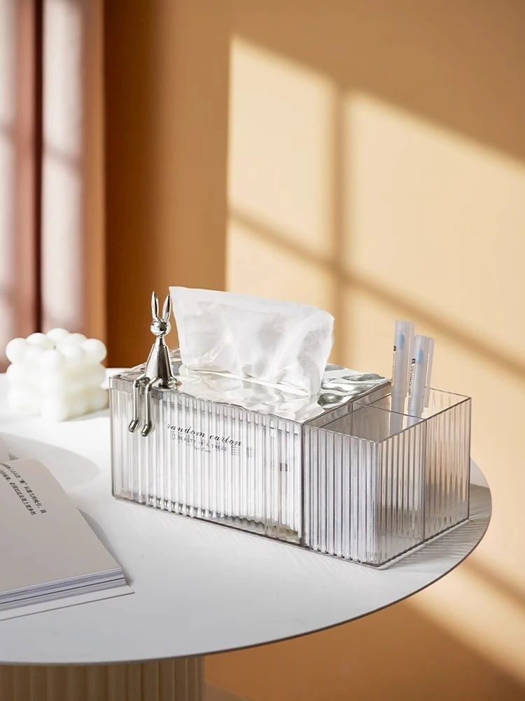 Rabbit Transparent Silver Peninsula Liangpin Light Luxury Style Tissue Box Living Room Home Desktop Coffee Table Remote Control