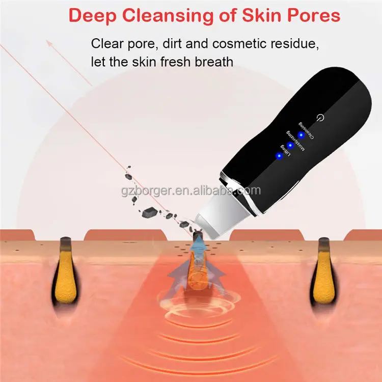 Ultrasonic Facial Skin Scrubber Deep Facial Cleaning Machine Removal Dirt Blackhead face ultrasonic skin scrubber machine