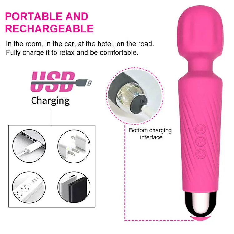 Vibrator Wand Female Adult Sex Toys  Wand Massager Clit Stimulator Sex Toy with 8 Speeds of Pleasure & 20 Patterns