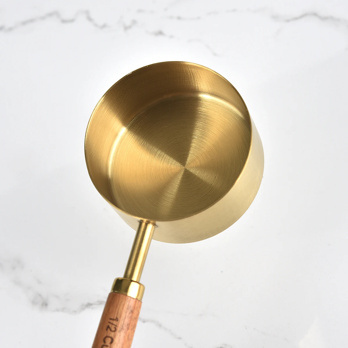 High Quality Measuring Cup And Spoon Set of 8 With Wooden Handle Stainless Steel Kitchen Measuring Spoon With Rose Coated