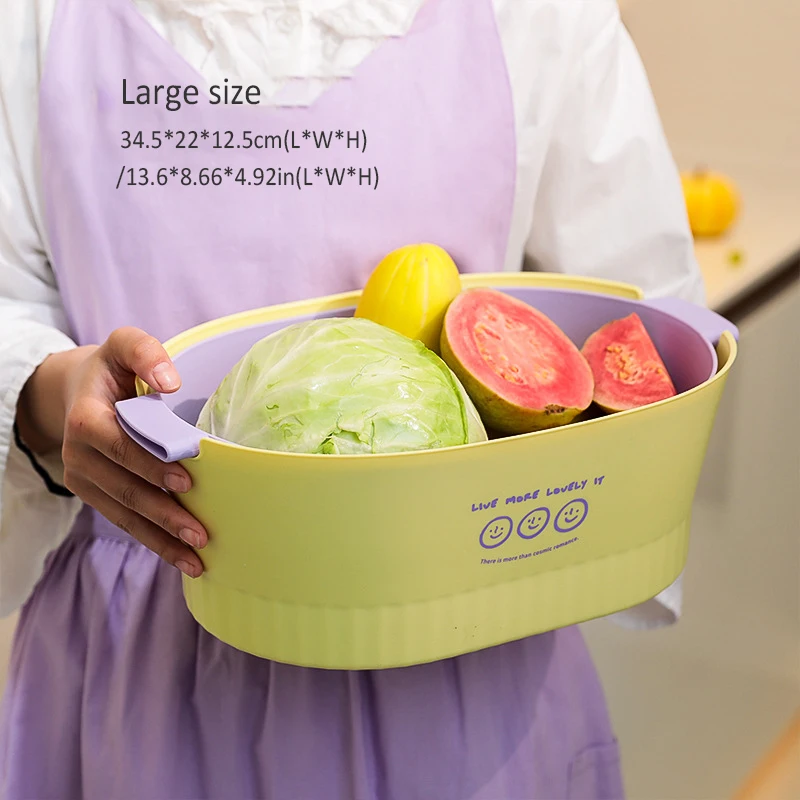 Wholesale Double Layer Plastic Kitchen Washing Fruit Vegetable washing bowl Drain Storage Baskets