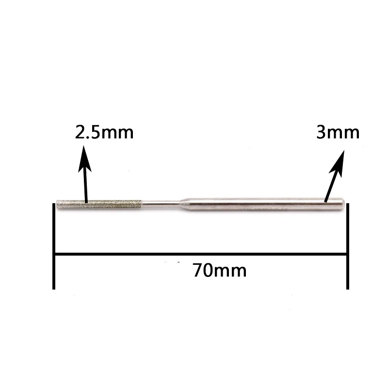 70mm Diamond grinding burr cylindrical boron nitride grinding rod flat head cylindrical extension