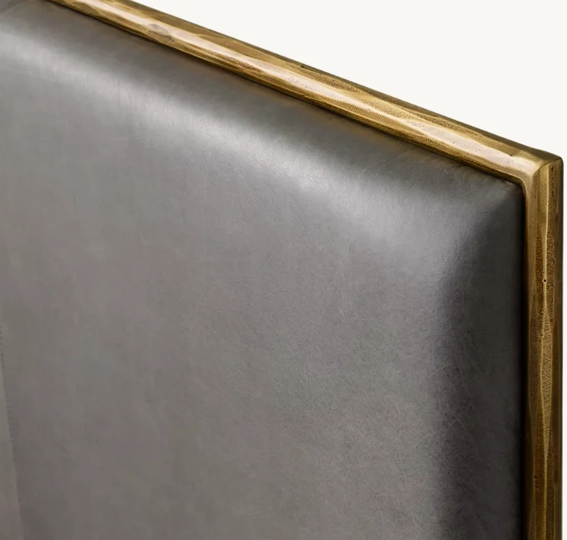 Forged brass leather Panel bed footboard bedroom furniture set indoor furniture sets living room sofa lounger nightstand dresser