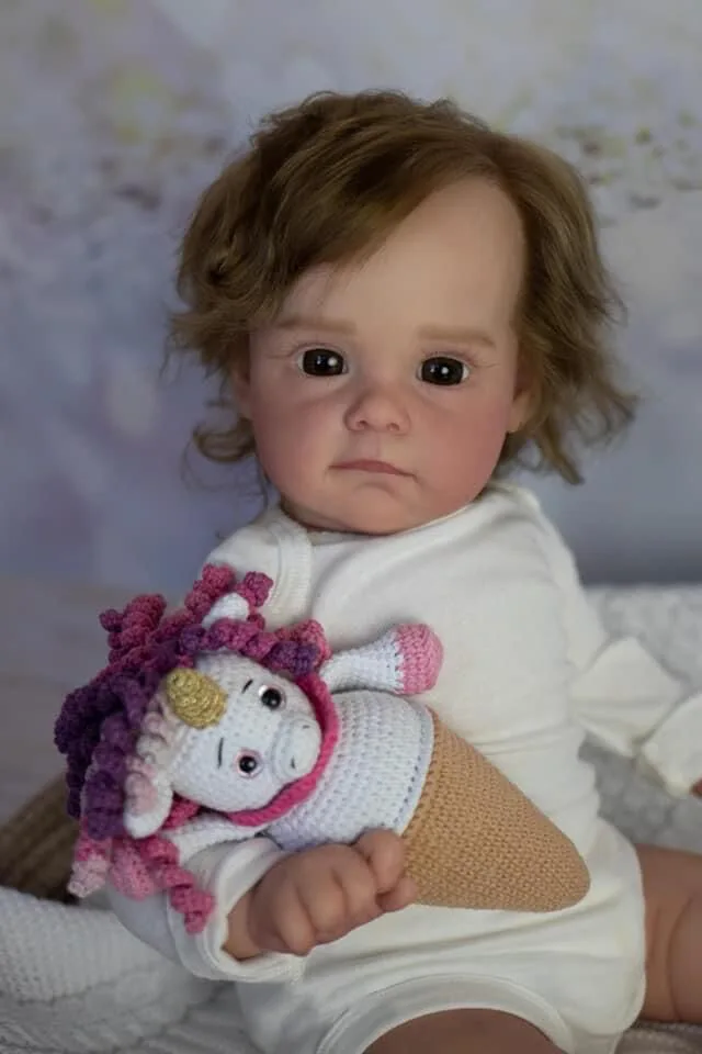 NPK 60CM Handmade High Quality Reborn Toddler Maggie Detailed Lifelike Painting Rooted Long Curly hair Collectible Art Doll