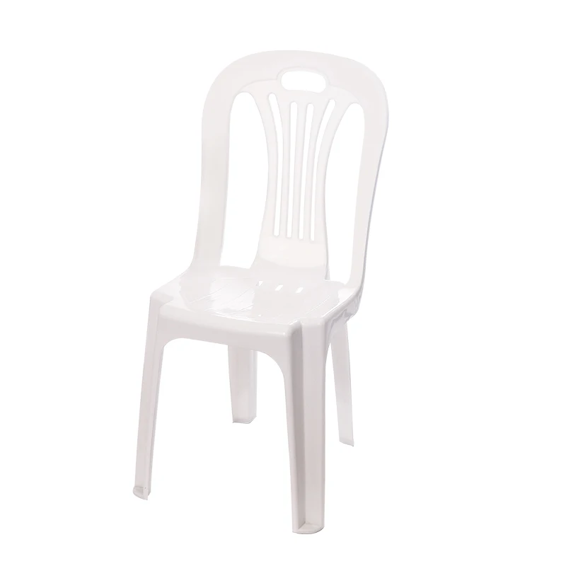 Armless White Stackable Plastic Dining Chair Cheap Outdoor Furniture Garden Beach Chair Night Markets Barbecue Food Stalls