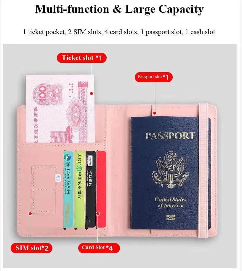 Family PU leather low price designer  wholesale 2 fold passport cover RFID blocking  best travel wallet passport holder