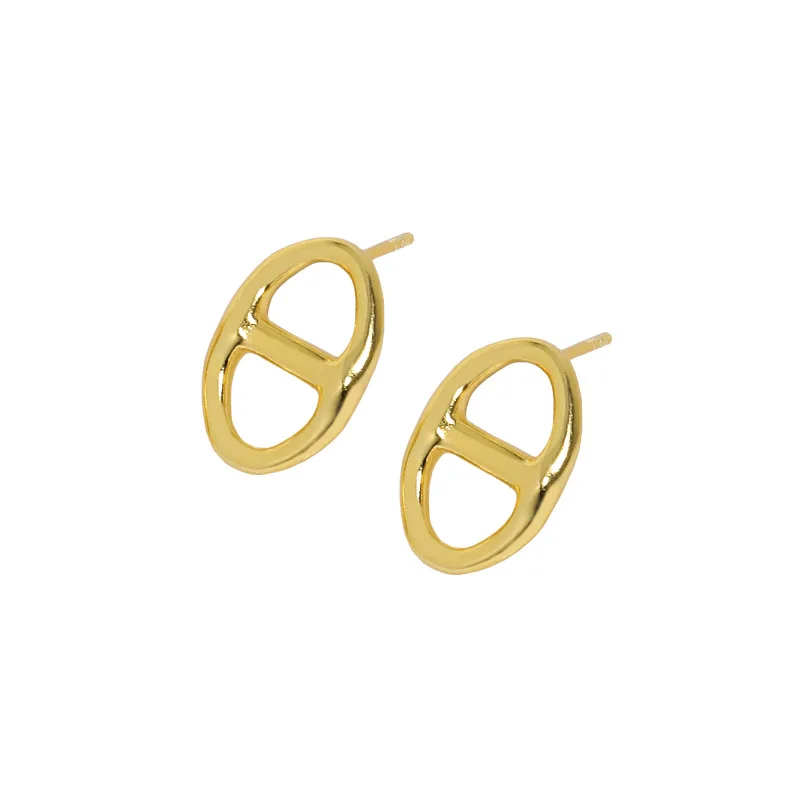 VIANRLA simple matte 18k gold plated stud earrings solid 925 sterling silver women