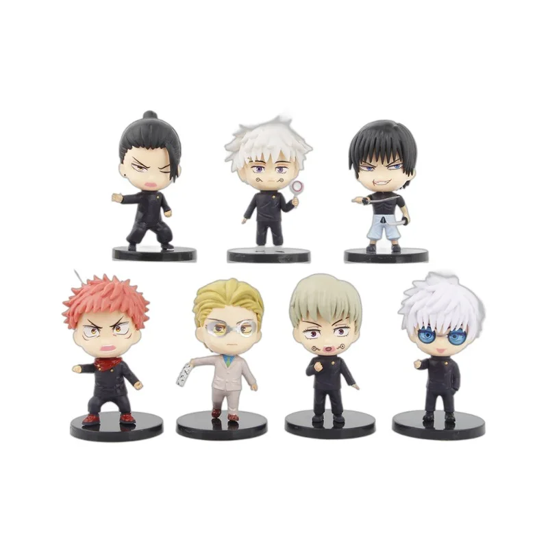 7pc/set Juju Ryomen Sukuna Gojo Figures PVC Anime Character Mini 9-10cm Itadori Yuji Cartoon Men Figures Toy Car Decoration