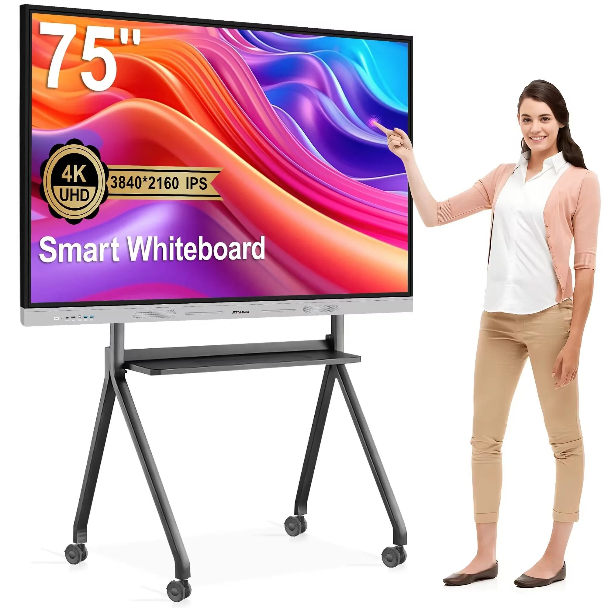 20/40 points touch screen 75 inch wall mounted floor stand smart interactive whiteboard interactive flat panel for education