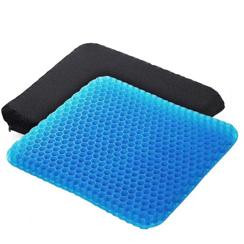 Summer Gel Seat Cushion Breathable Chair Pads with Mesh Seat Cover for Pressure Relief Back Tailbone Pain - Home Office Chair