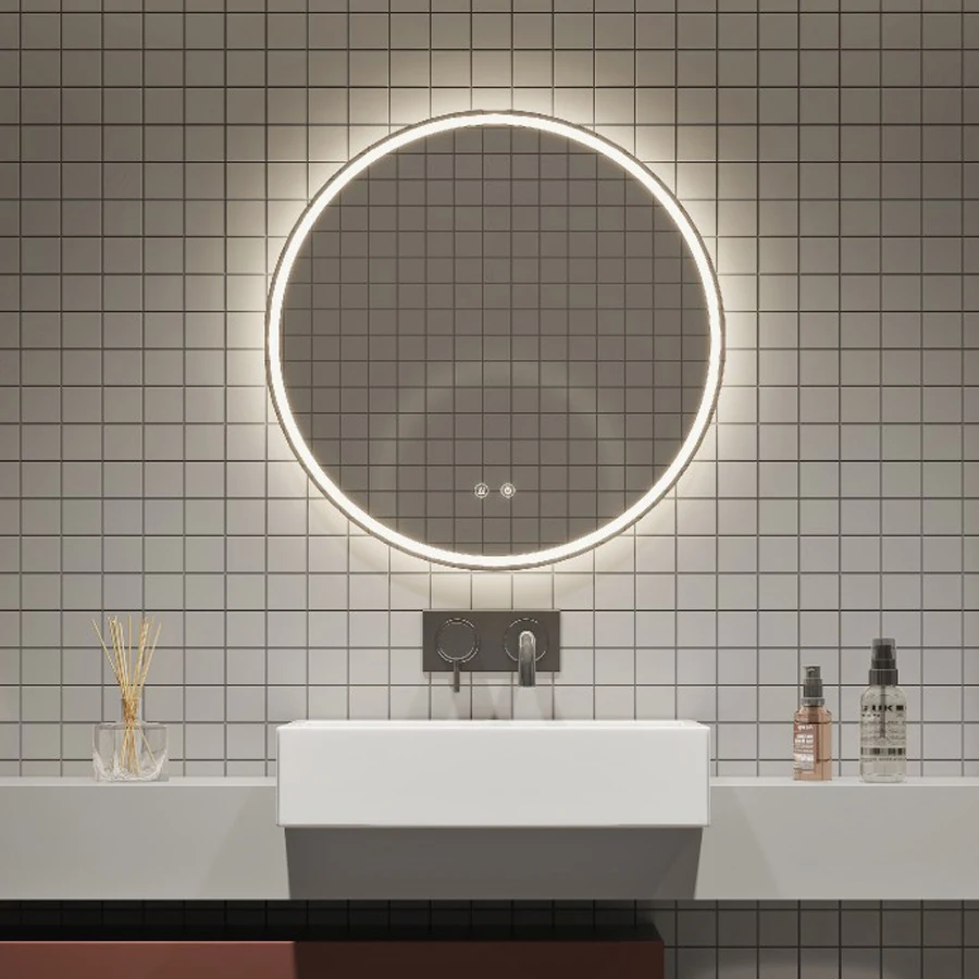 Smart LED Illuminated Backlit Mirror with Built in TV Customized Clear Sale Silver Bluetooth Music Light Speaker Lamp