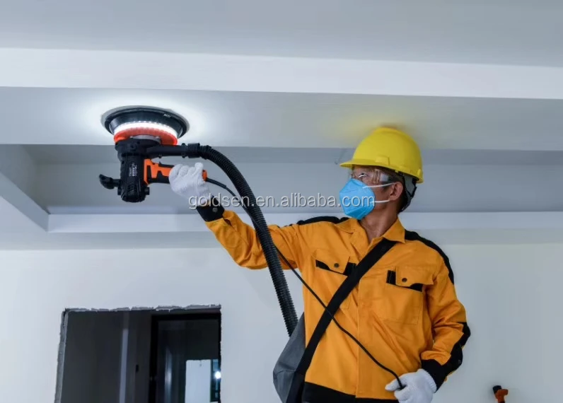 180mm 750w LED light Industrial Self-Suction Dustless Wall Sanding Machine Portable Electric Drywall Sander With Vacuum