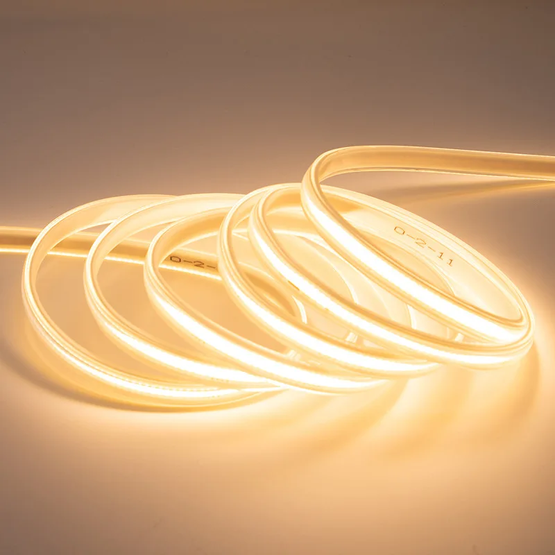 220V Dimmable 110V COB LED Strip With Plug Dotless Silicone Cover Waterproof Ribbon  3000k 4000k 6500k COB LED Strip For Outdoor
