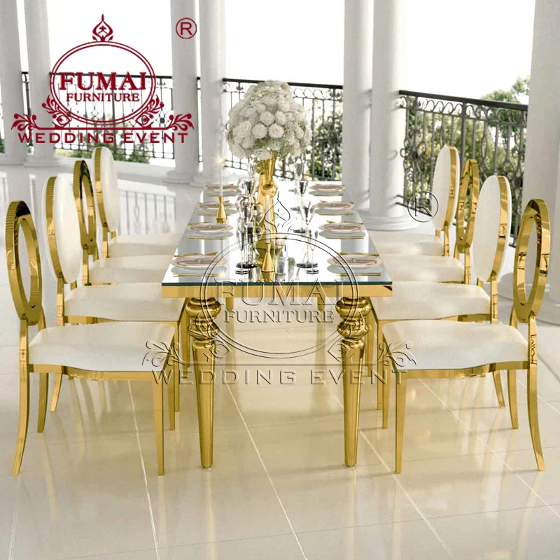 Glass Top Rectangular Banquet Table Long Narrow Dining Table For Weddings