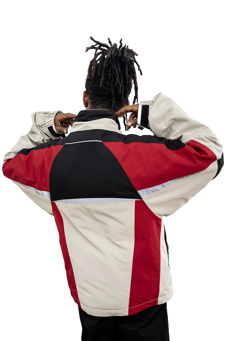 Good look wind and waterproof color patchwork double-layer stand-up collar trench coat